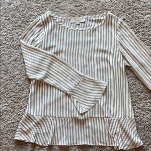 Loft Stripe Ruffle Blouse
